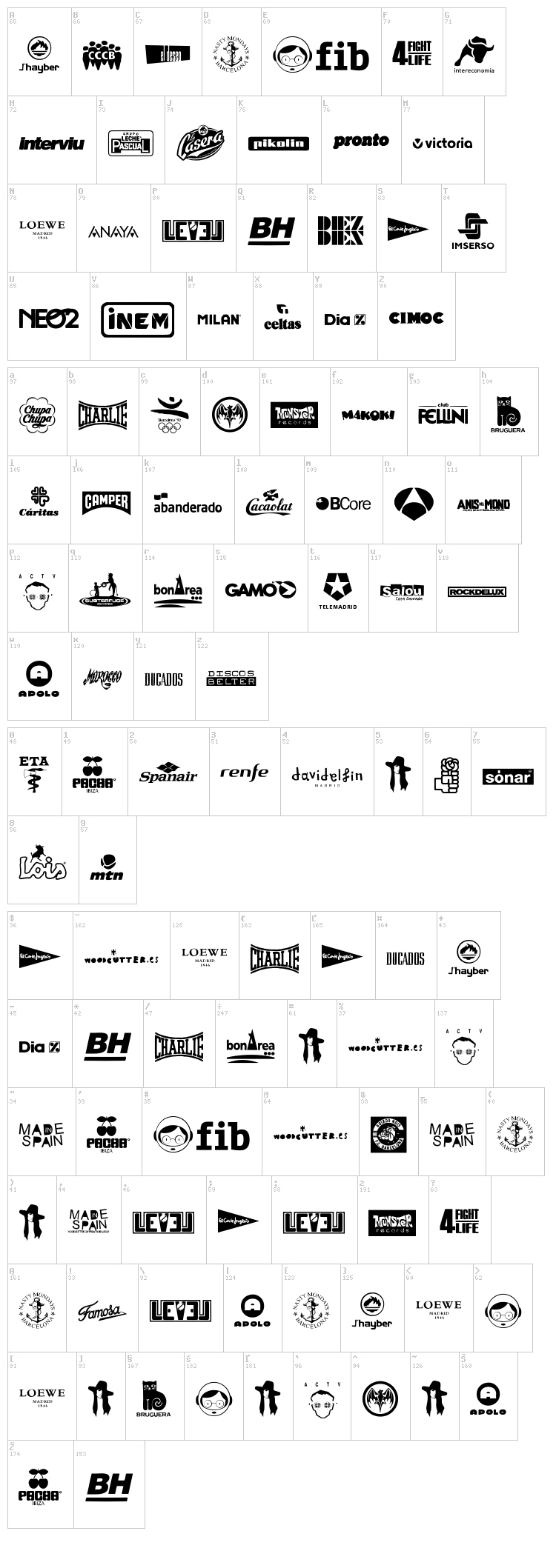 Made in Spain 1 font map